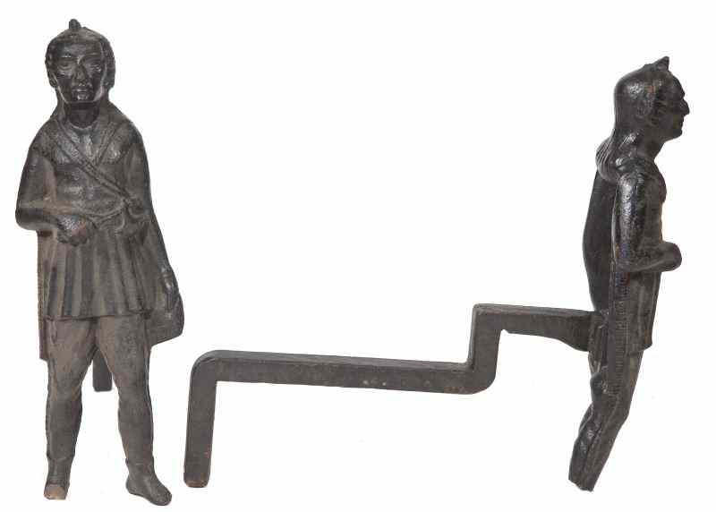 Appraisal: Pair of Native American Andironsearly th century cast iron figural