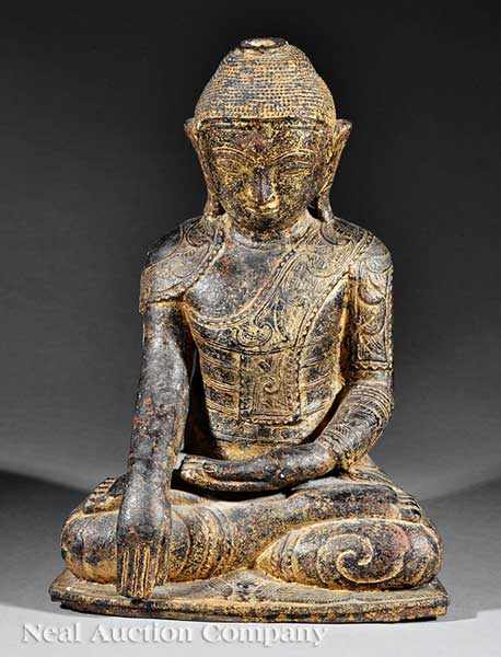 Appraisal: A Burmese Gilt Lacquer Papier-M ch Figure of Buddha th