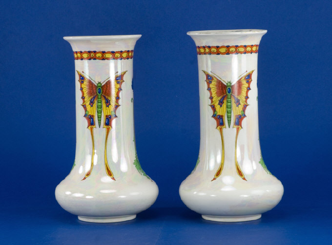 Appraisal: Pair of Fine Crown Ducal Art Nouveau Vases inches tall