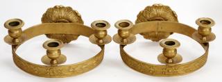 Appraisal: FRENCH BRONZE THREE-LIGHT SCONCES PAIR H D A pair of