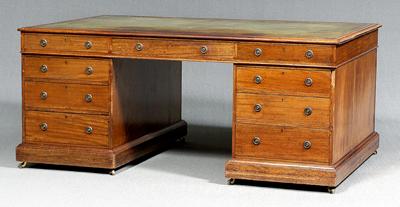 Appraisal: Regency mahogany partners desk one side with six drawers other