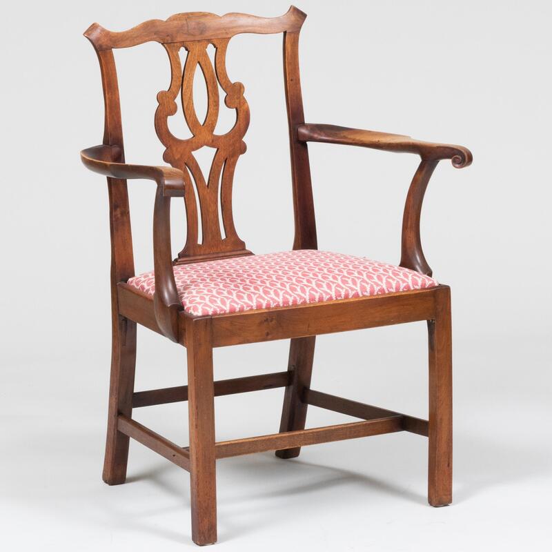 Appraisal: George III Mahogany Armchair With upholstered drop-in seat x x