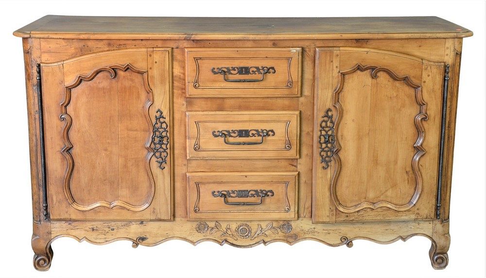 Appraisal: Louis XV Fruitwood Style Sideboard having doors and drawers height