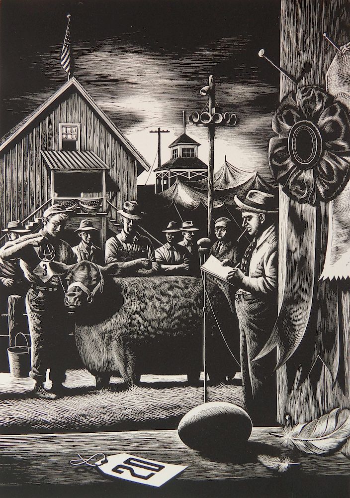 Appraisal: Stevan Donanos wood engraving Stevan Donanos American - - ''State