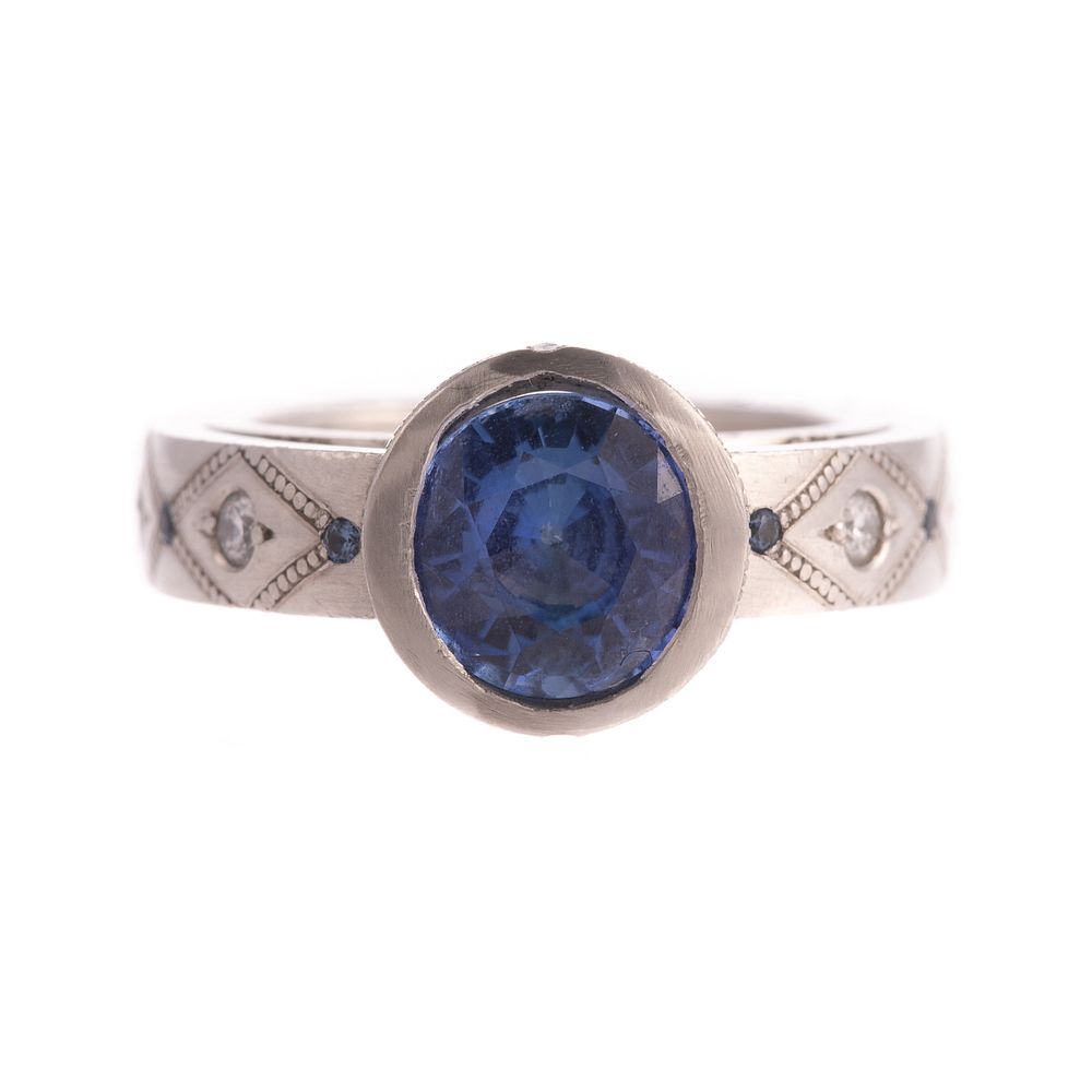 Appraisal: An Unheated Ceylon Sapphire Diamond Ring in Platinum Platinum ring