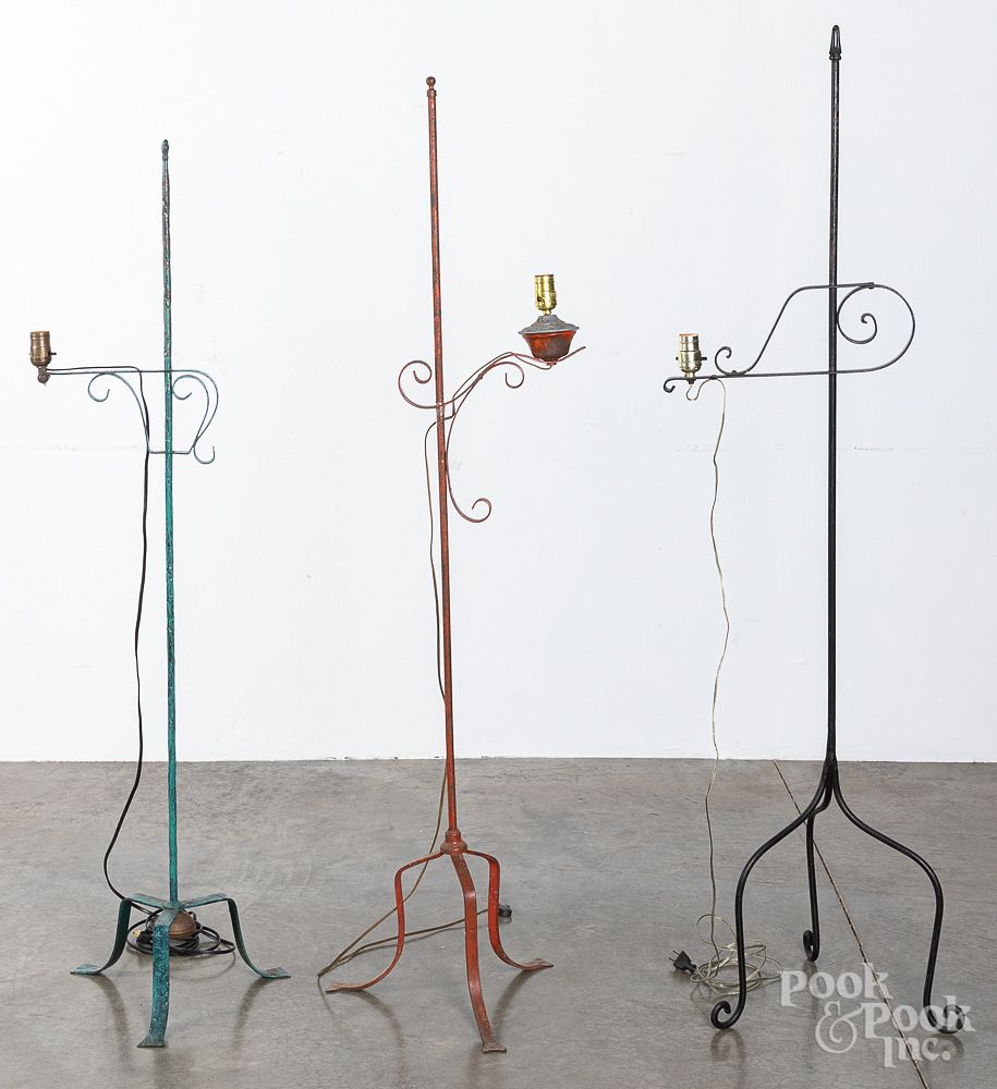 Appraisal: Contemporary iron floor lamps Contemporary iron floor lamps Condition Good