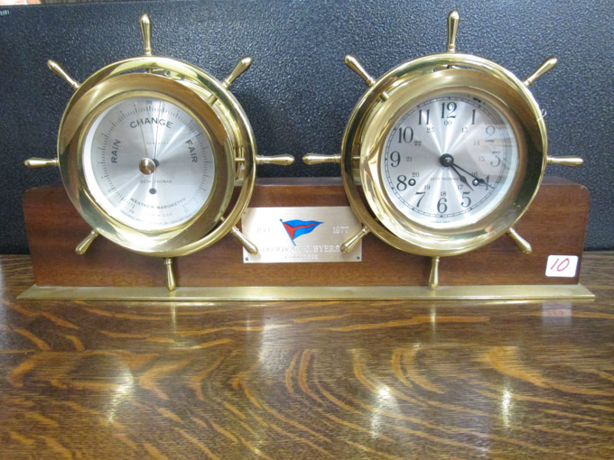 Appraisal: SHIP'S COMMEMORATIVE CLOCK BAROMETER SET Seth Thomas Clock Co Thomaston