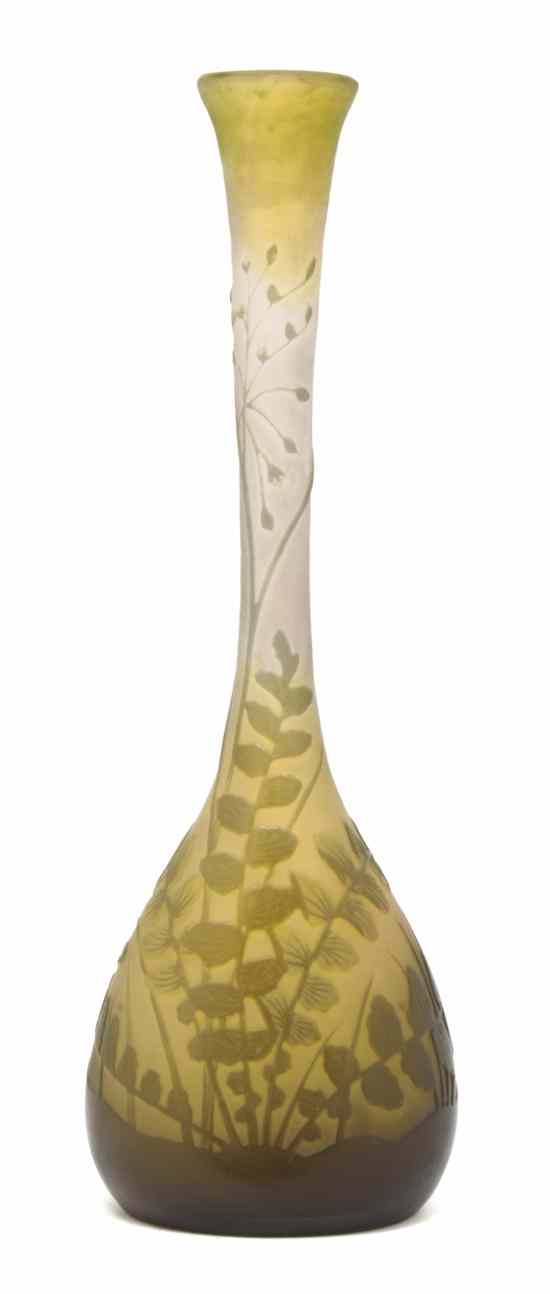 Appraisal: A Galle Cameo Glass Vase of bottle form with a