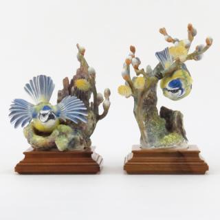 Appraisal: Two Royal Worcester Dorothy Doughty Porcelain Bird Groups Blue Tit