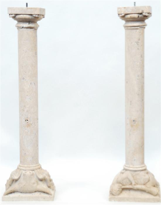 Appraisal: A PAIR OF CARVED MARBLE COLUMNS Property from the NYC