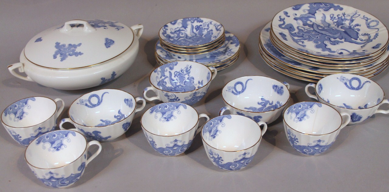 Appraisal: A Royal Worcester Blue Dragon pattern part dinner service to