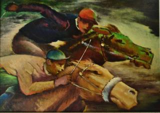 Appraisal: Norbert Lenz oil Norbert Lenz American - - Horse Race-