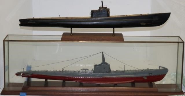 Appraisal: HANDMADE WOODEN SUBMARINE MODELS WWII BOTH LONG AND TO HIGH