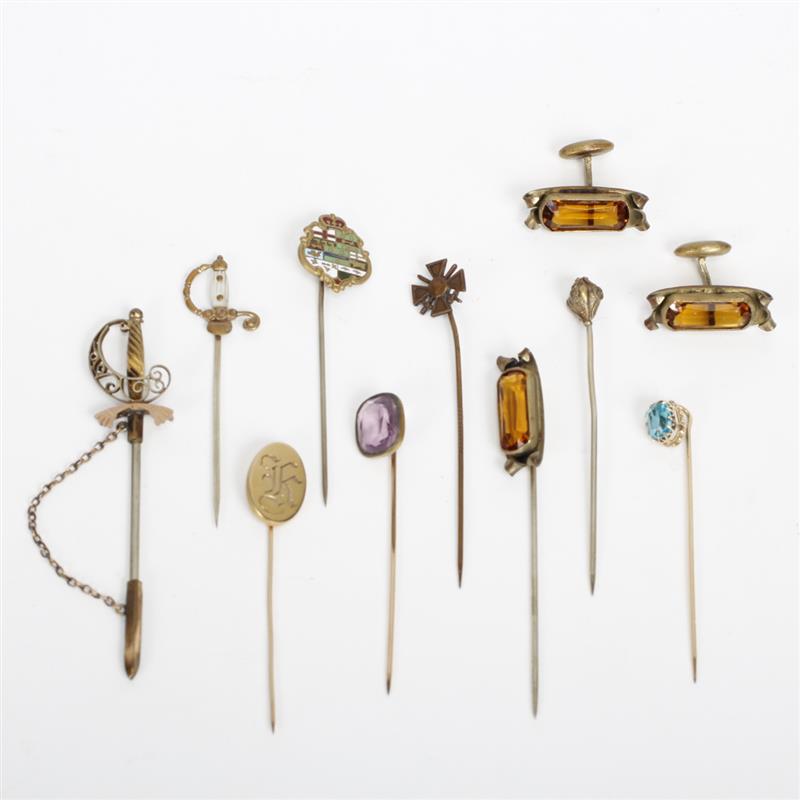 Appraisal: Collection Victorian gold filled and K stick pins with pair