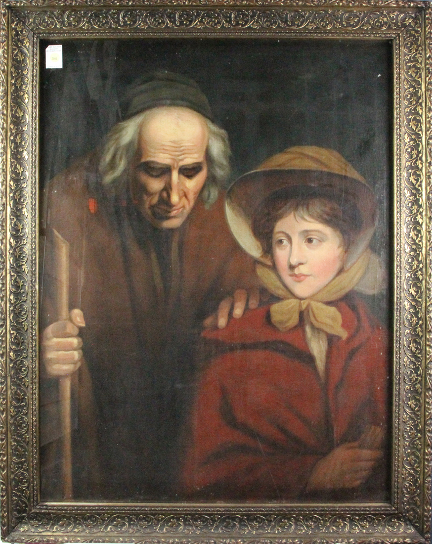 Appraisal: European School th century Priest and Victorian Lady oil on