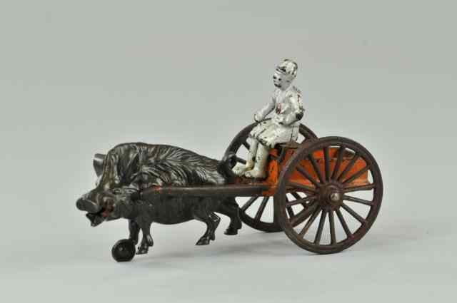 Appraisal: KENTON EGYPTIAN WILD BOAR CART Kenton scarce toy open cart