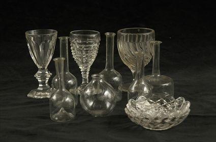 Appraisal: Eleven Glass Articles Including two cut glass cordials a molded