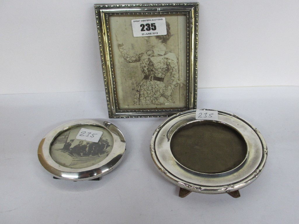 Appraisal: A lot comprising three silver mounted photo frames Birmingham and