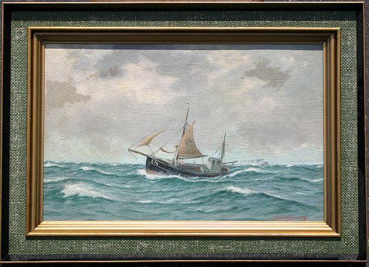 Appraisal: SORENSEN Lauritz Ship at Sea Oil Canvas '' x ''