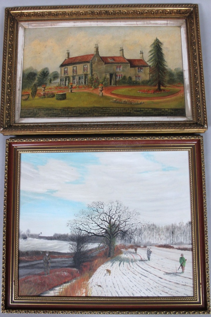 Appraisal: W Parrish thC School A Country House oil on board