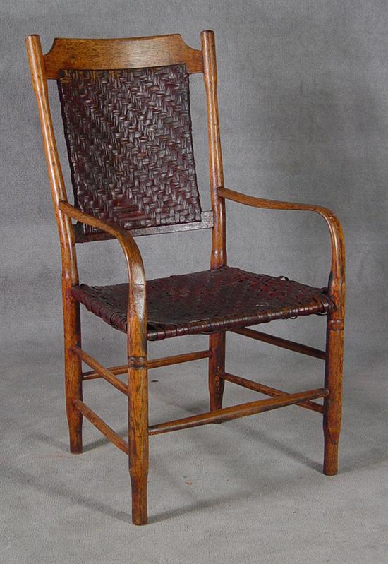 Appraisal: Country Armchair Circa Oak and mixed woods Arched back crestrail