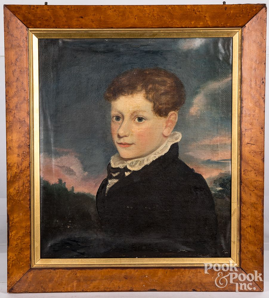 Appraisal: Oil on canvas portrait of a young boy Oil on