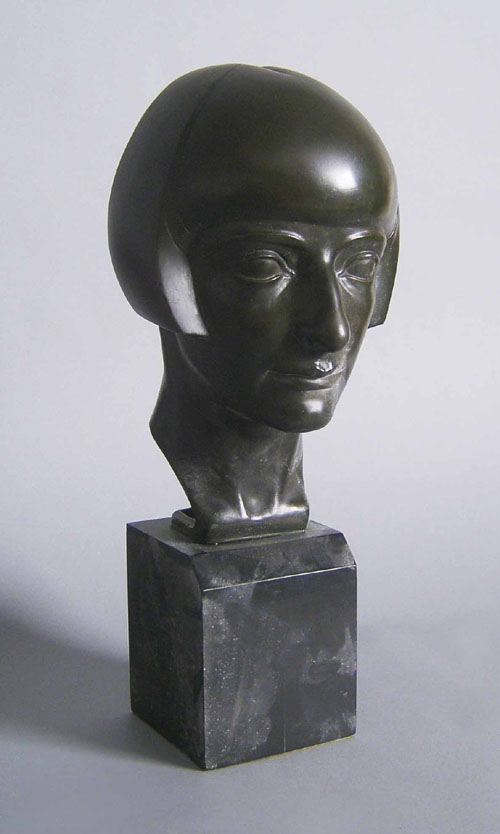 Appraisal: Italian pat bronze head of a woman h - with