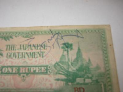 Appraisal: A Japanese One Rupee note autographed in ink by Noel