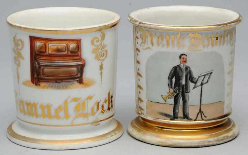 Appraisal: Lot of Musical Shaving Mugs Includes one with man holding