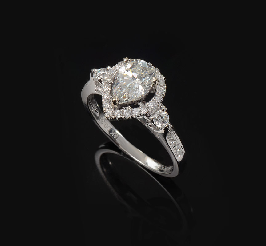 Appraisal: GIA CERTIFIED CT PEAR DIAMOND RING K white gold ring