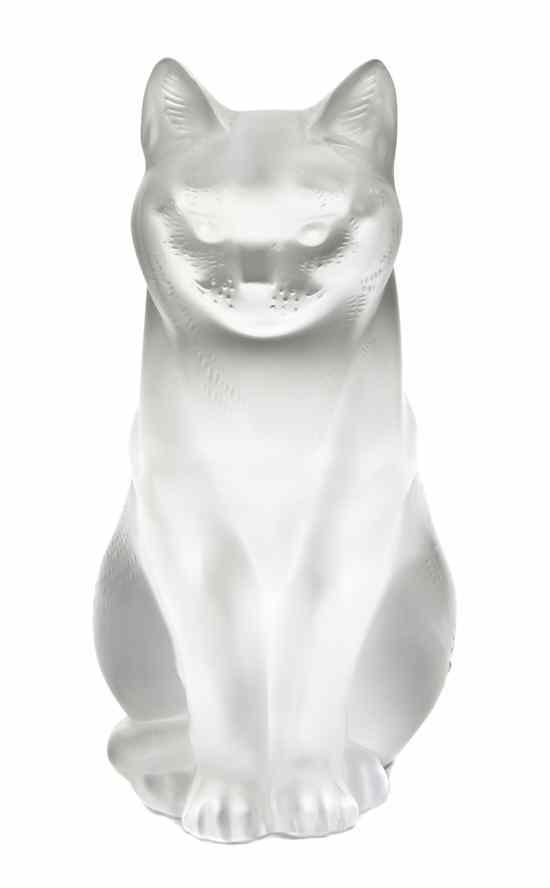 Appraisal: A Lalique Molded and Frosted Glass Mascot depicting a cat