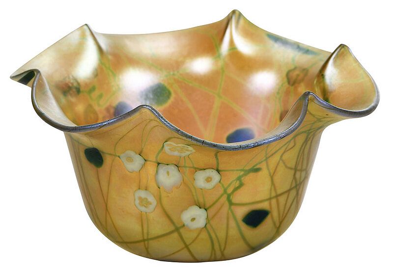 Appraisal: Steuben Millefiore Aurene Signed Art Glass Bowl American gold aurene