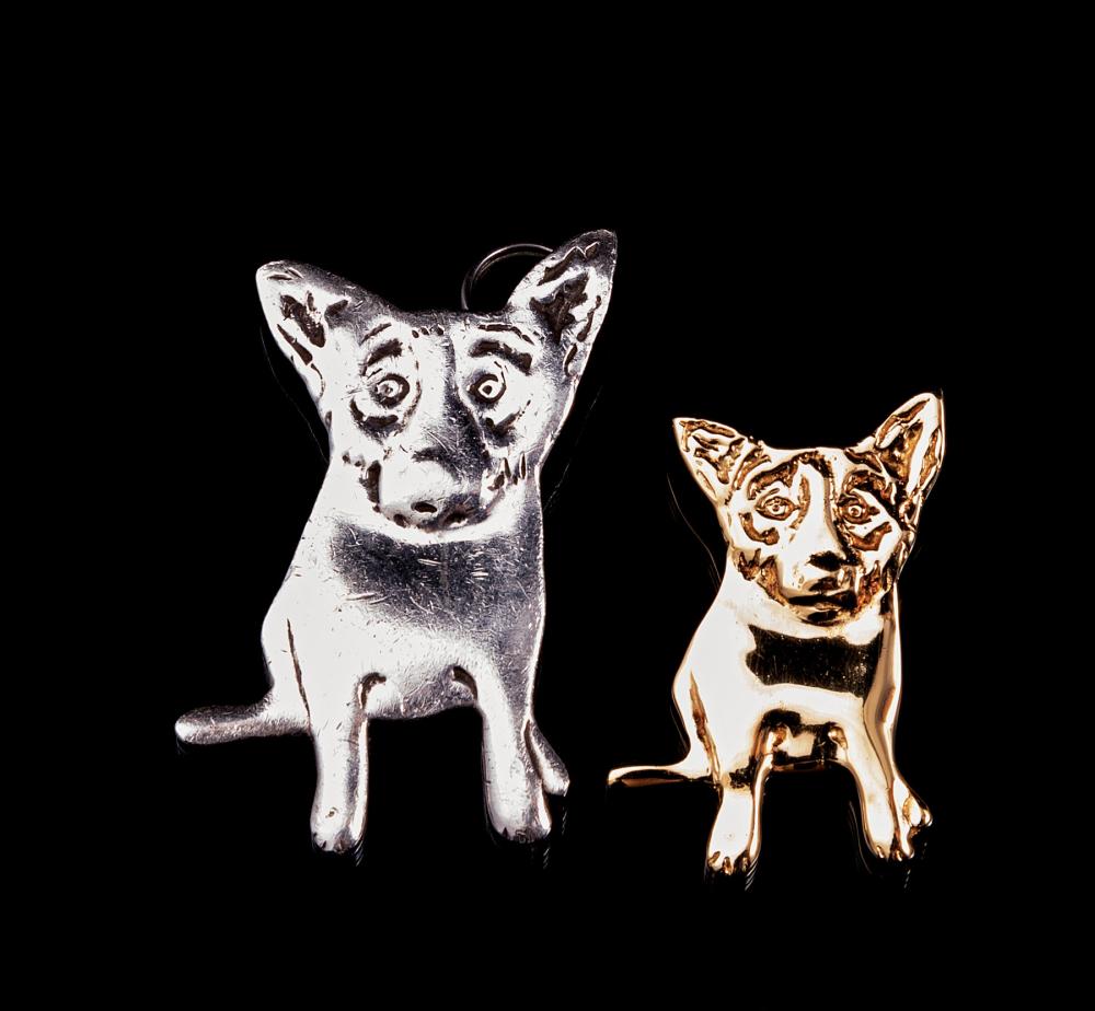 Appraisal: George Rodrigue American Louisiana - Blue Dog Pendants one sterling