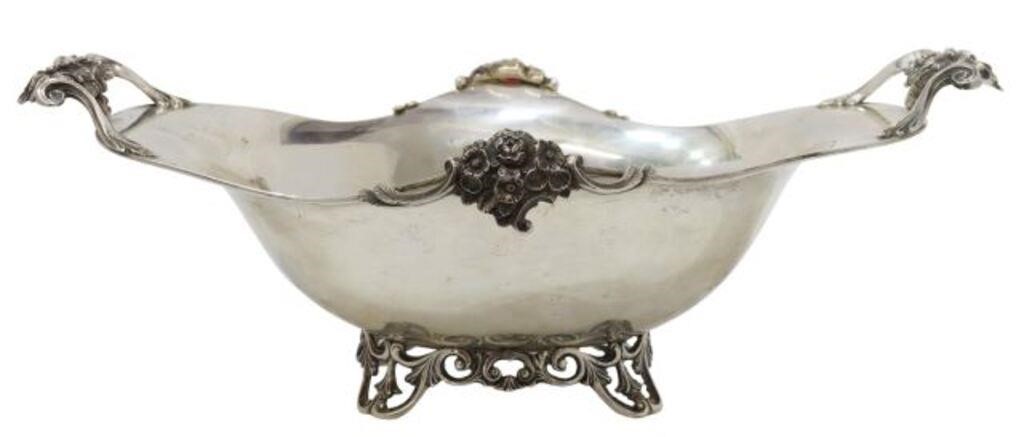 Appraisal: Italian silver centerpiece bowl with cast floral handles rising on