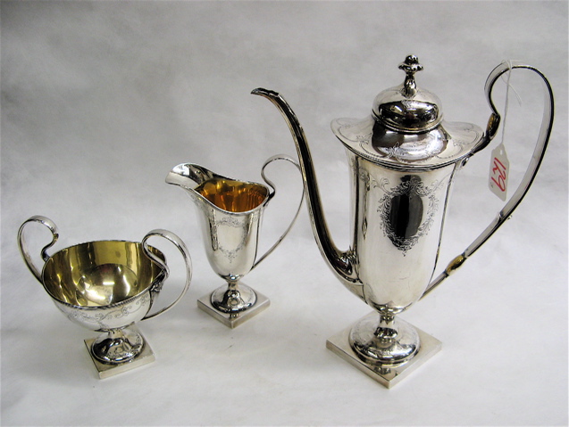 Appraisal: TOWLE STERLING SILVER -PIECE TEA SET Victorian with elongated form