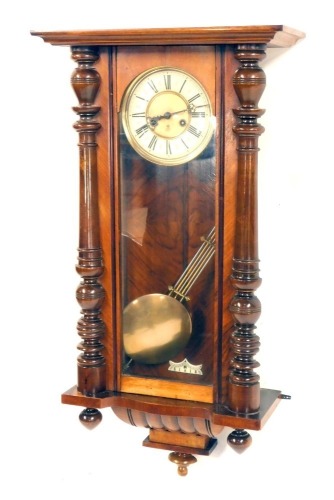 Appraisal: A late thC Gustav Becker walnut cased wall clock with