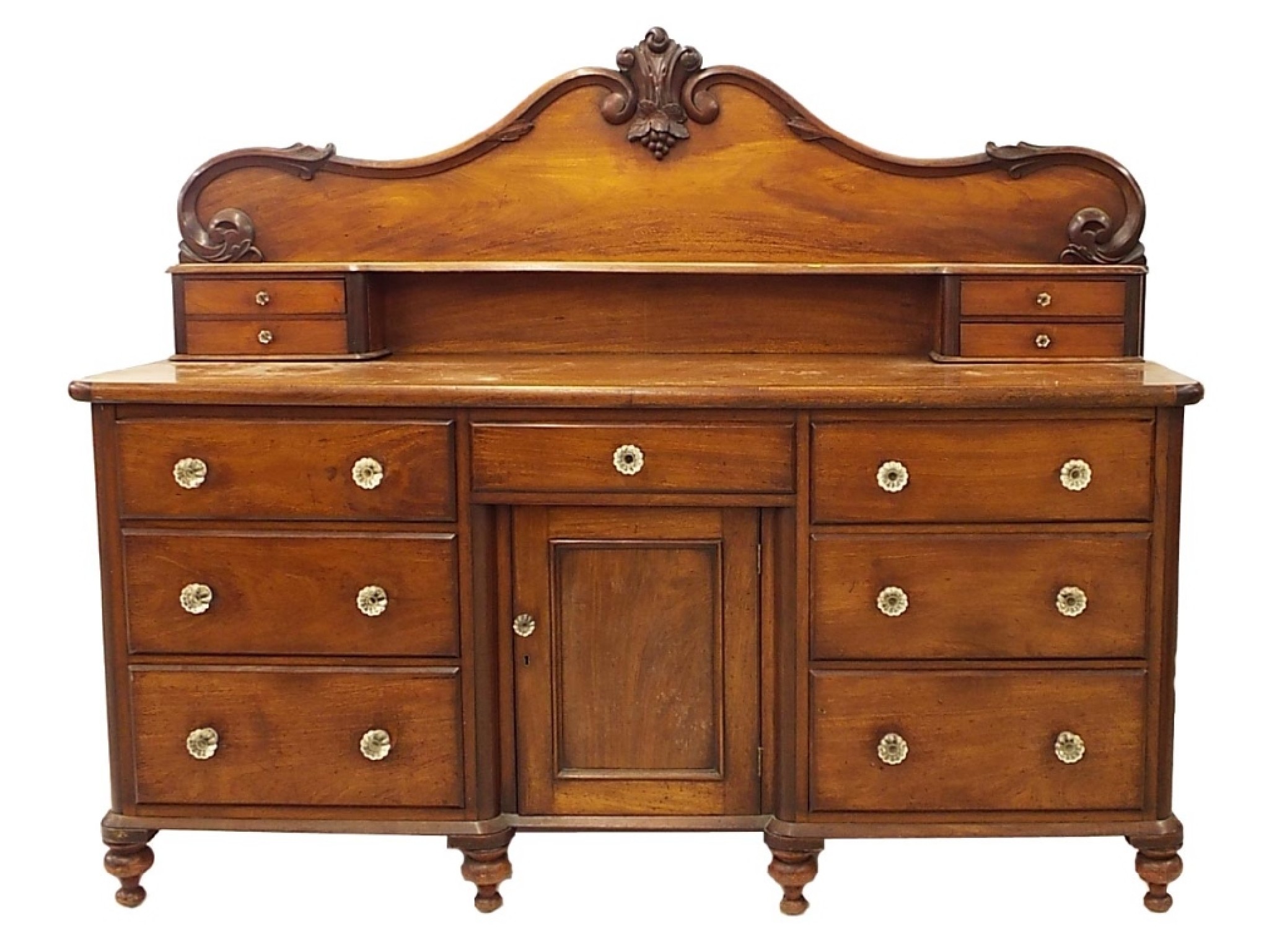 Appraisal: Victorian mahogany sideboard the raised back with fleur de lys