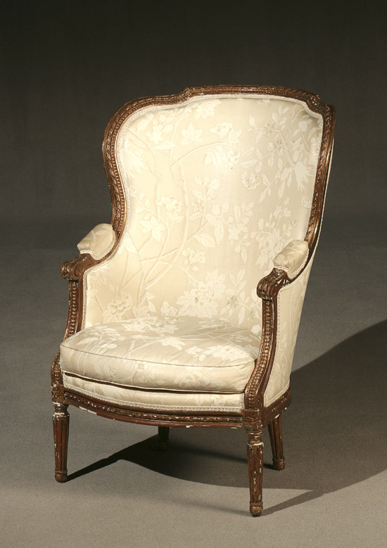 Appraisal: Louis XVI Style Giltwood Berg re Oreilles Late th Century