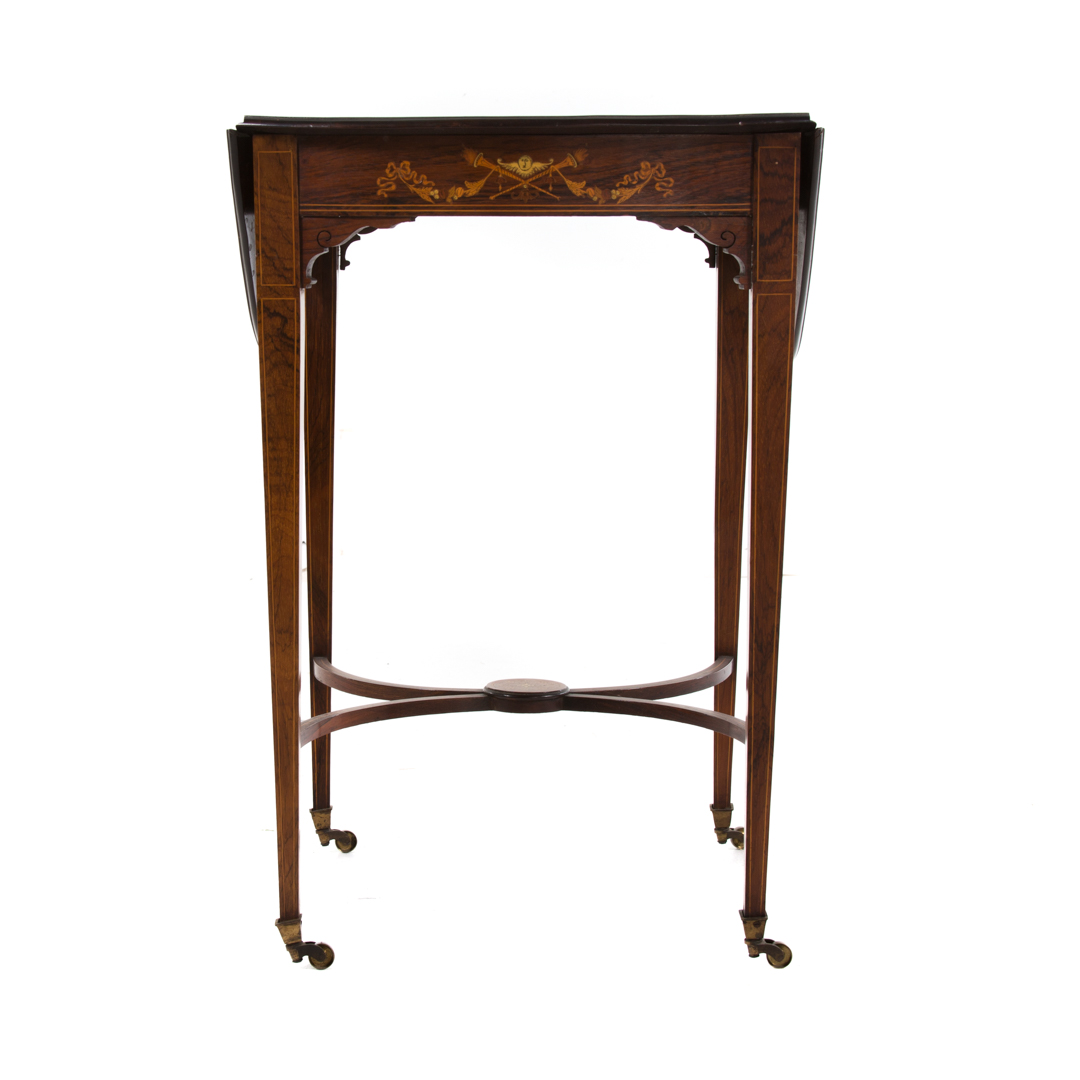 Appraisal: Edwardian style inlaid rosewood Pembroke table W J Sloane New