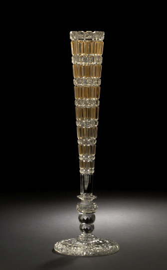 Appraisal: Baccarat Cut Glass Trumpet-Form Vase ca with gilded decoration ornate