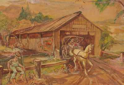 Appraisal: Roland Arthur Schweinsburg American - Covered Bridge Gouache on paperboard