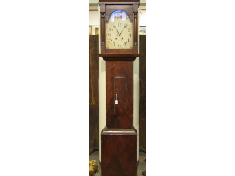 Appraisal: ENGLISH MAHOGANY TALL CASE CLOCK Flat top over the arched