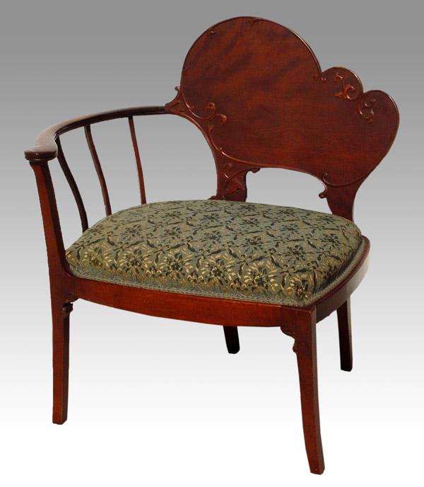 Appraisal: LATE VICTORIAN NOUVEAU LADIES CHAIR One arm asymmetrical chair with