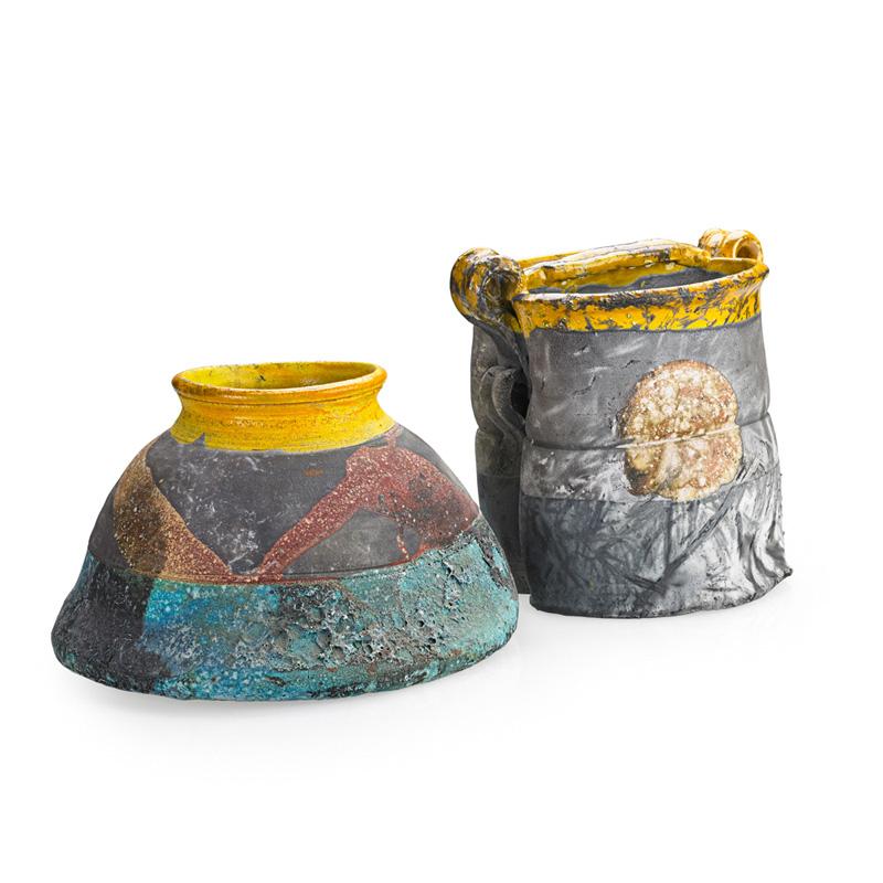 Appraisal: BETTY WOODMAN Two raku-fired vessels Condition Report Overall excellent condition