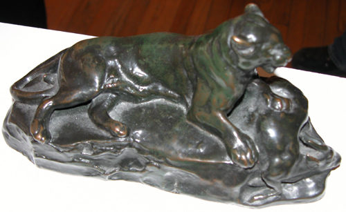 Appraisal: Panther with Prey Barye Antoine Louis - cast bronze with