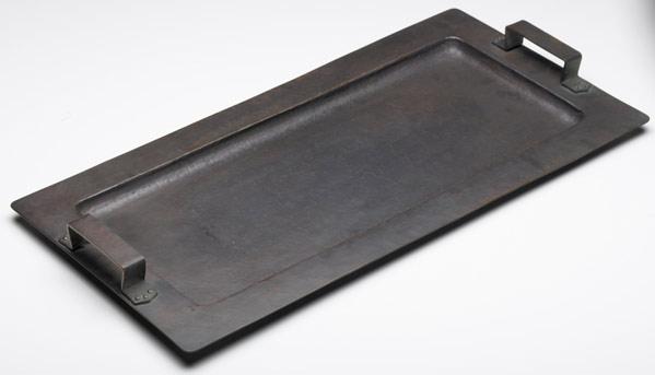 Appraisal: DIRK VAN ERP Rectangular hammered copper tray with riveted flat