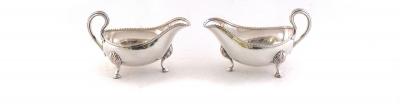 Appraisal: A pair of George III Sheffield plate sauce boats