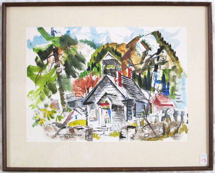 Appraisal: JOHN WADDINGHAM WATERCOLOR ON PAPER Oregon - Ketchum's First Church