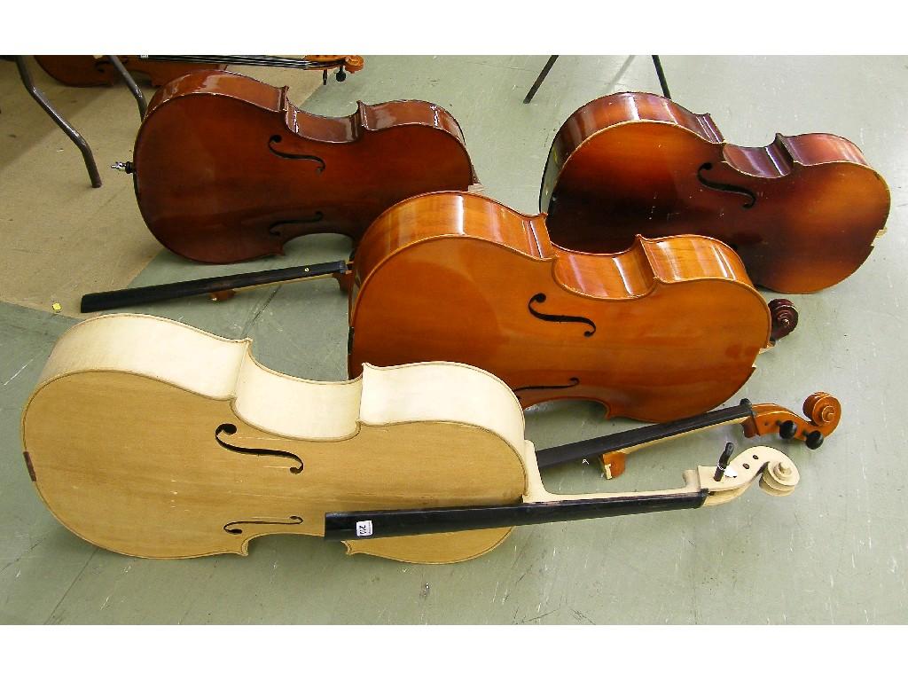 Appraisal: Full size violoncello in the white together with three contemporary