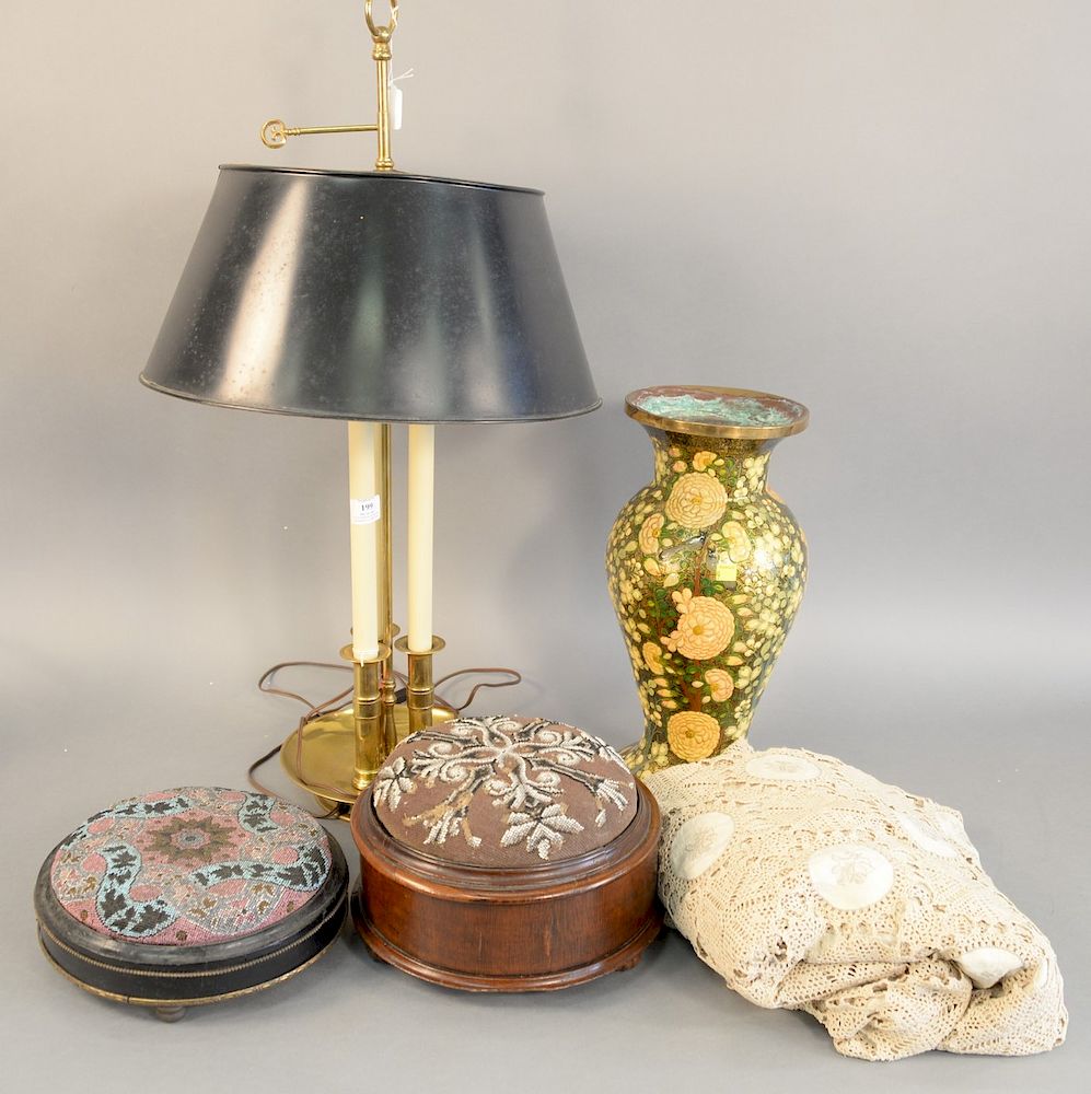 Appraisal: Brass and tole bouillotte style lamp ht in papier mache